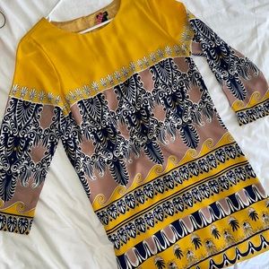 Jcrew Marigold and Navy printed dress size 6